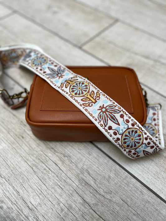 Light Blue & Brown Bag Strap